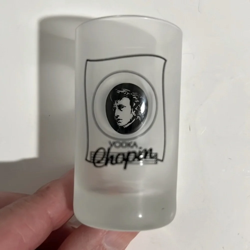 Chopin Vodka Shot Glasses Frosted Set of 4  Rare  Vintage